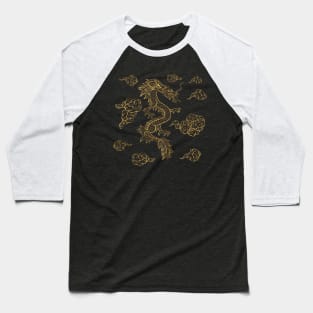 Golden Chinese Dragon Dancing Among the Clouds Baseball T-Shirt